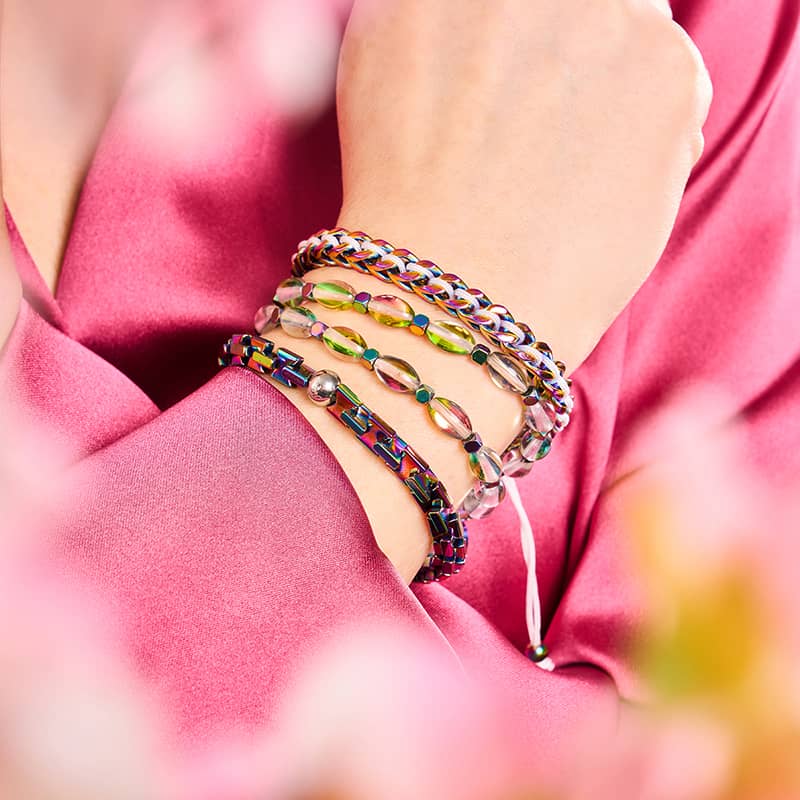 Weiß x Einhorn Silber | Gaia Weizenkettenarmband