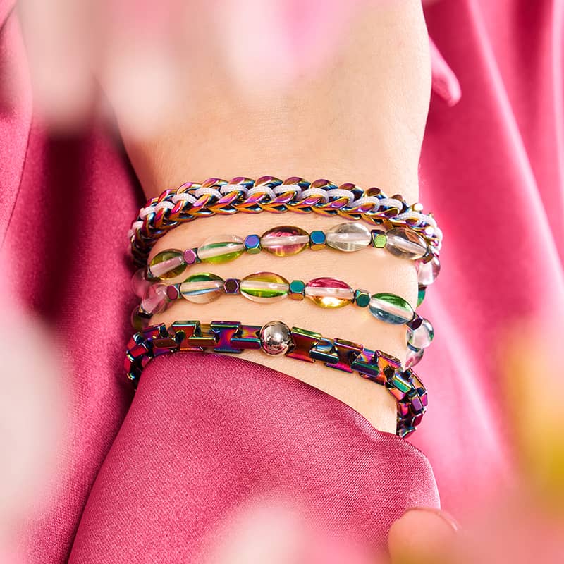 Weiß x Einhorn Silber | Gaia Weizenkettenarmband