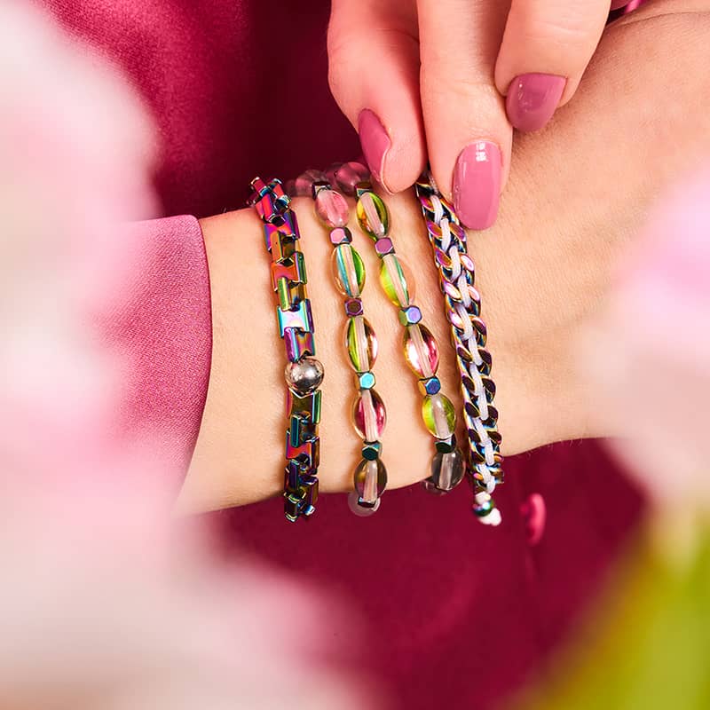 Weiß x Einhorn Silber | Gaia Weizenkettenarmband