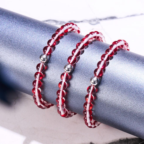 Blutmond | Silber | Galaxie Glas Makramee Perlen Armband