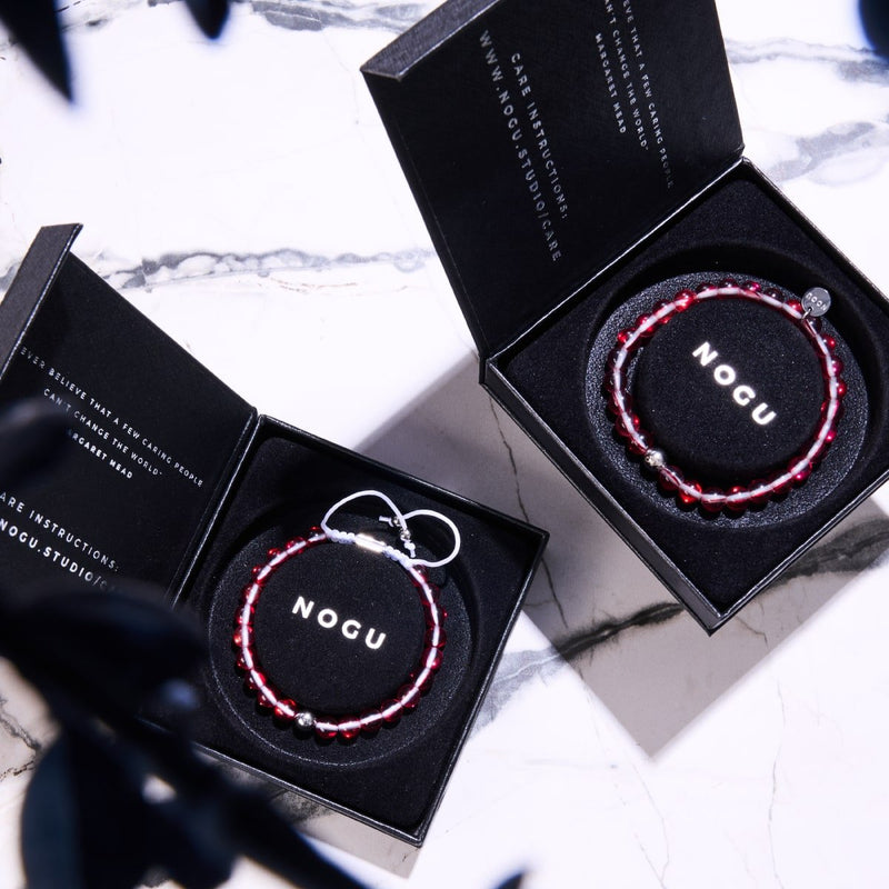 Blutmond | Silber | Galaxie Glas Makramee Perlen Armband