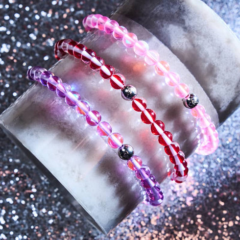 Blutmond | Silber | Galaxie Glas Makramee Perlen Armband