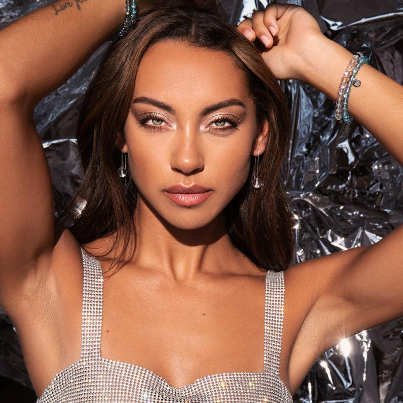 Blauer Nebel | 925 Sterling Silber | Galaxie Glasperlenarmband