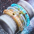 Blauer Nebel | Silber | Galaxie Glas Makramee Perlen Armband
