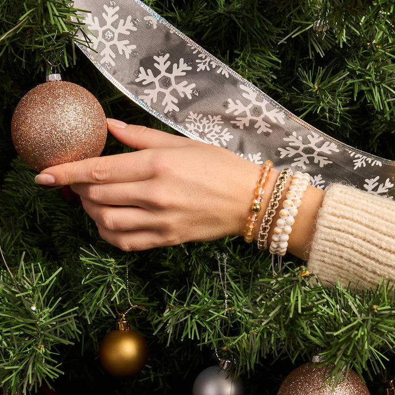 Champagner-Supernova | 925er Sterlinggold Vermeil | Galaxie-Glasperlenarmband