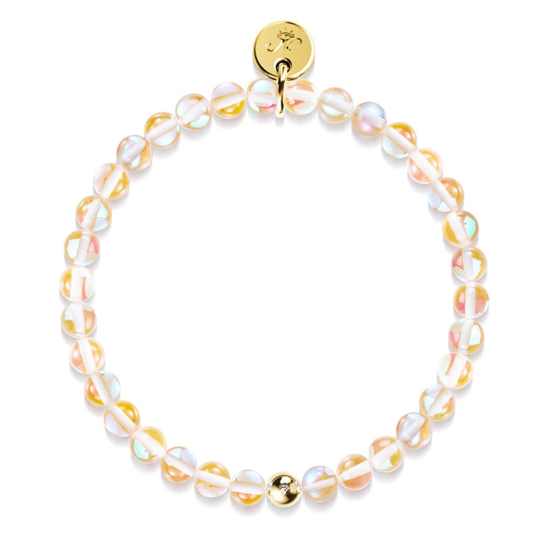 Champagner-Supernova | 925er Sterlinggold Vermeil | Galaxie-Glasperlenarmband