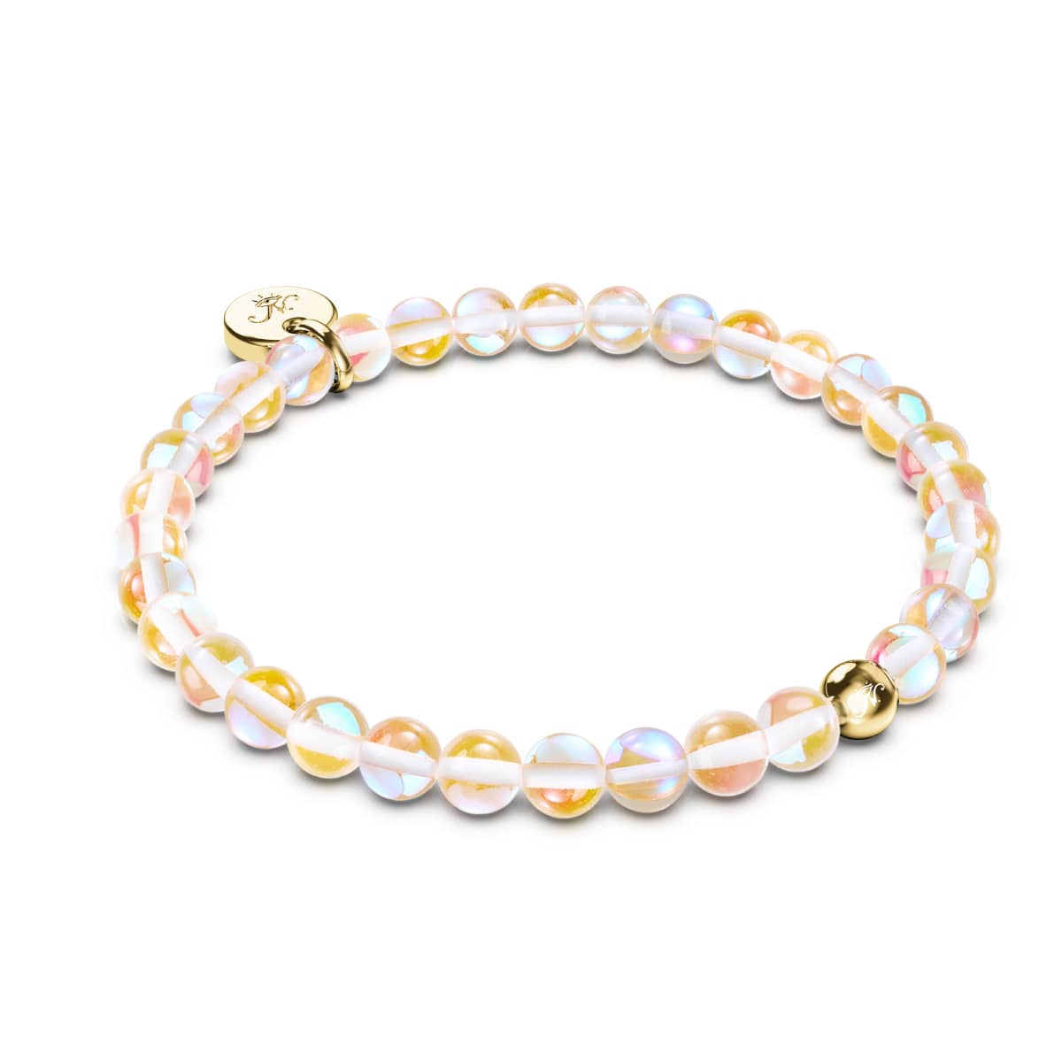 Champagner-Supernova | 925er Sterlinggold Vermeil | Galaxie-Glasperlenarmband
