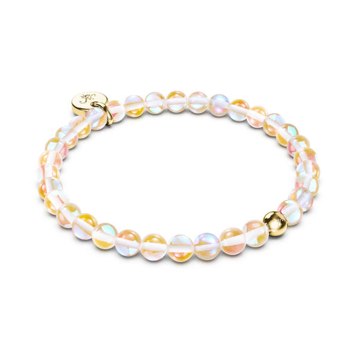 Champagner-Supernova | 925er Sterlinggold Vermeil | Galaxie-Glasperlenarmband