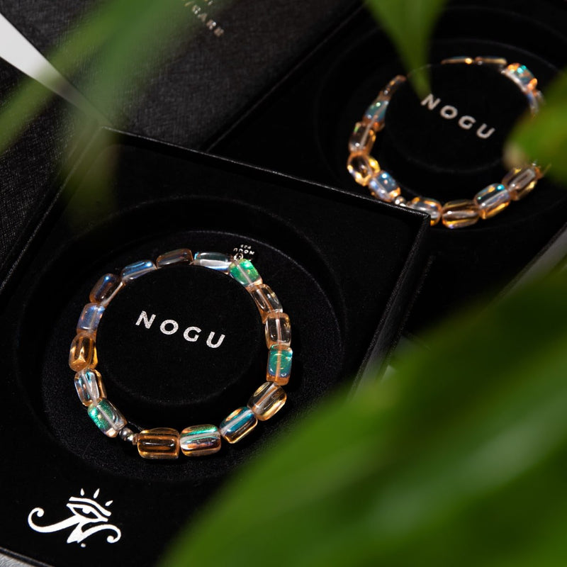 Champagner-Supernova | 925er Sterlingsilber | Galaxie-Glaskieselarmband