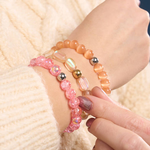 Champagner-Supernova | 925er Sterlingsilber | Galaxie-Glaskieselarmband