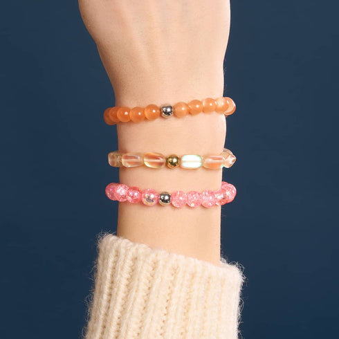 Champagner-Supernova | 925er Sterlingsilber | Galaxie-Glaskieselarmband