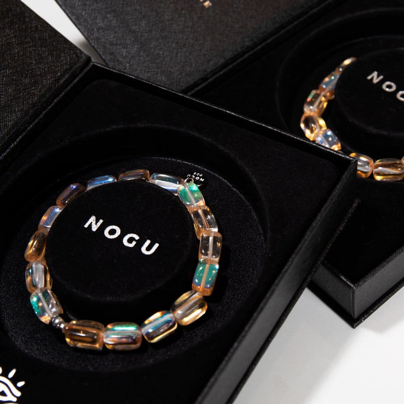 Champagner-Supernova | 925er Sterlingsilber | Galaxie-Glaskieselarmband