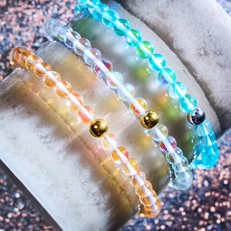 Champagner-Supernova | Gold | Galaxie-Glas-Makramee-Perlenarmband