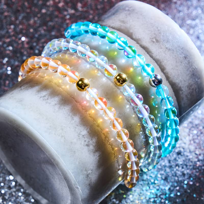 Champagner-Supernova | Gold | Galaxie-Glas-Makramee-Perlenarmband