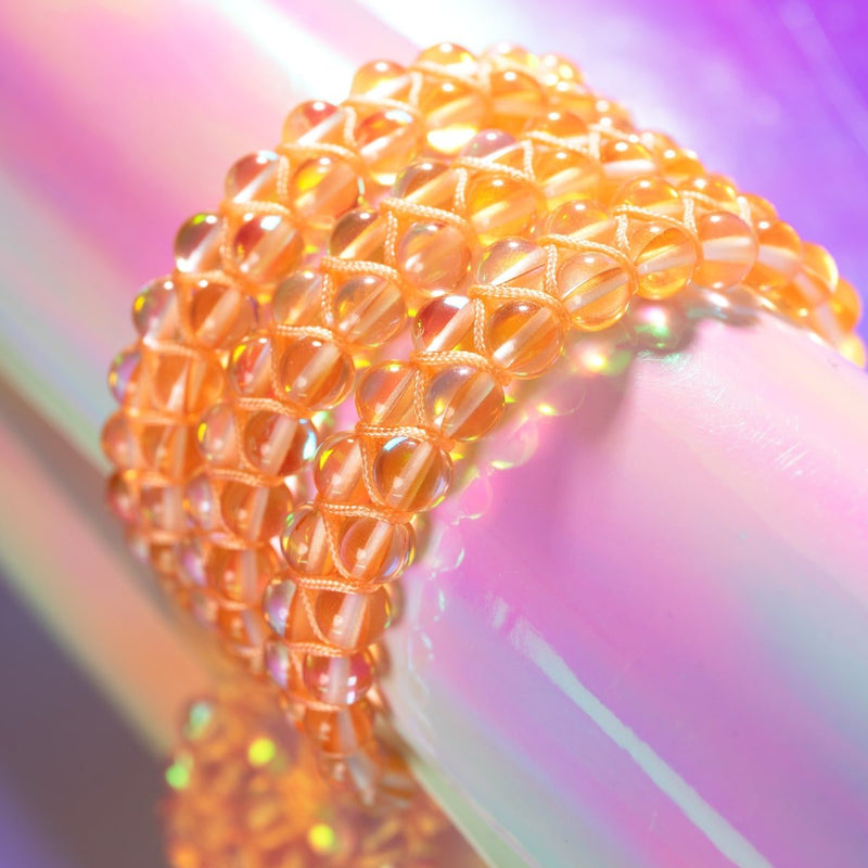 Champagner-Supernova | Silber | Doppeltes Galaxie-Glasarmband