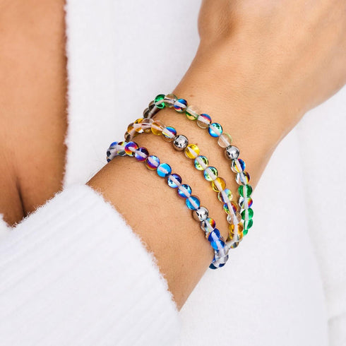 Indigo Borealis | Silber | Galaxie Glasperlenarmband