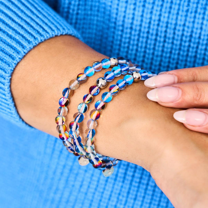 Indigo Borealis | Silber | Galaxie Glasperlenarmband