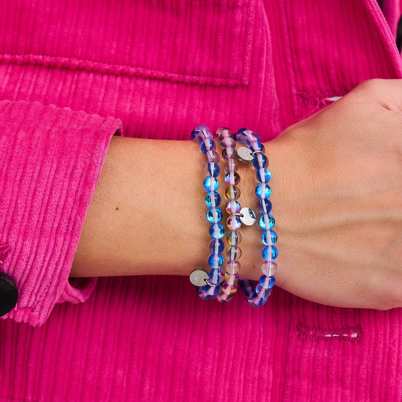 Kaleidoskop | Silber | Galaxie Glasperlenarmband