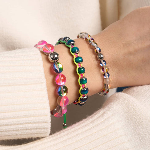Kaleidoskop | Silber | Galaxie Glasperlenarmband
