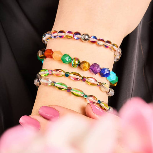Kaleidoskop | Silber | Galaxie Glasperlenarmband