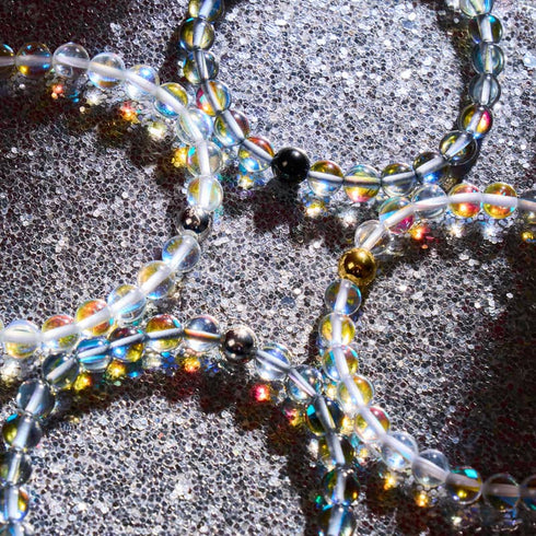 Milchstraße | Rotguss | Galaxie Glas Makramee Perlen Armband