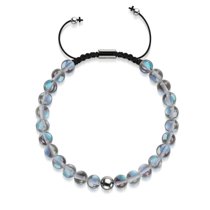 Milchstraße | Silber | Galaxie Glas Makramee Perlen Armband