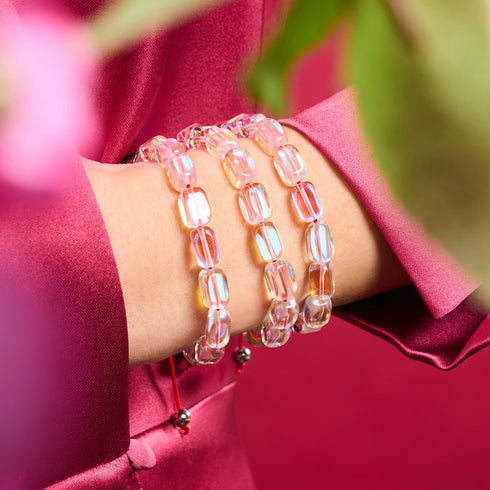 Mini-Regenbogen-Supernova-Galaxie-Glaskiesel x rotes Schnurarmband