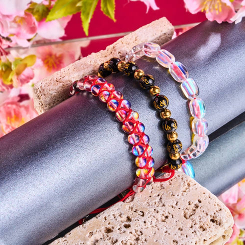 Mini-Regenbogen-Supernova-Galaxie-Glaskiesel x rotes Schnurarmband