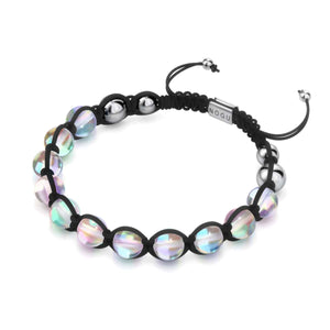 Neonschwarz | Regenbogen-Supernova | Silber | Charmballa-Armband aus Galaxieglas