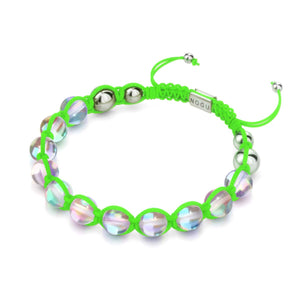 Neongrün | Regenbogen-Supernova | Silber | Charmballa-Armband aus Galaxieglas