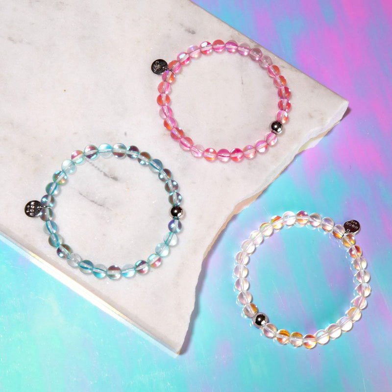 Rosa Nebel | 925 Sterling Silber | Galaxie Glasperlenarmband