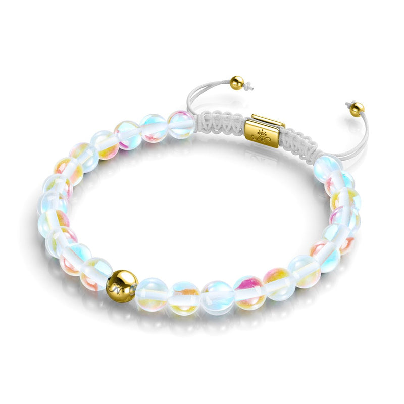 Regenbogen Supernova | Gold | Galaxie Glas Makramee Perlen Armband