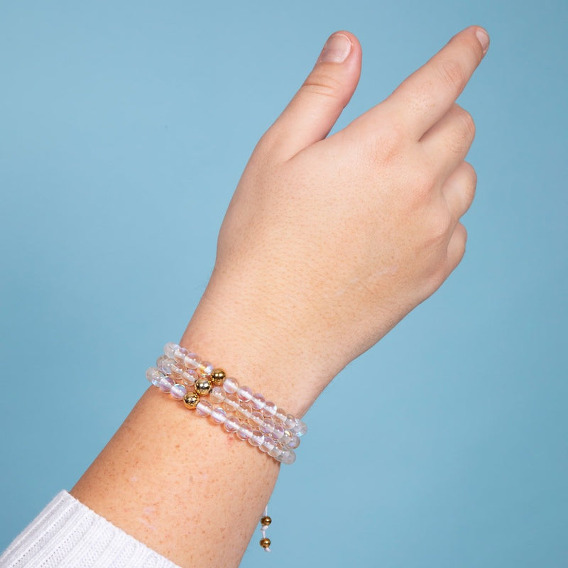 Regenbogen Supernova | Gold | Galaxie Glas Makramee Perlen Armband