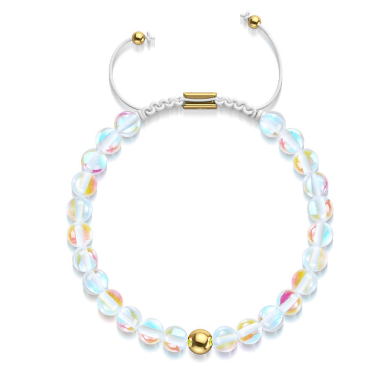 Regenbogen Supernova | Gold | Galaxie Glas Makramee Perlen Armband