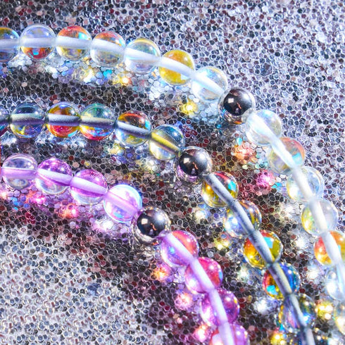 Regenbogen-Supernova | Silber | Galaxie-Glas-Makramee-Perlenarmband