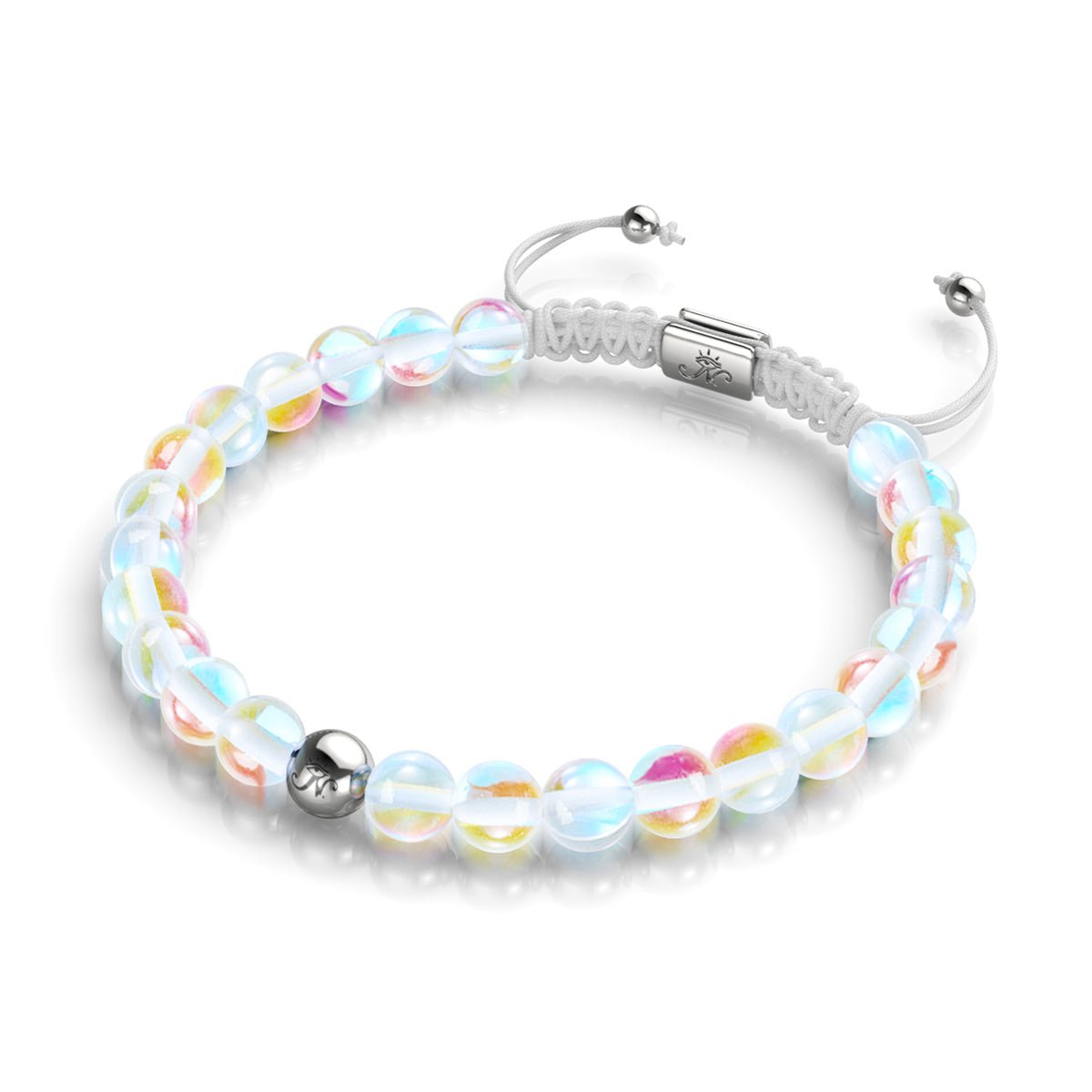 Regenbogen-Supernova | Silber | Galaxie-Glas-Makramee-Perlenarmband