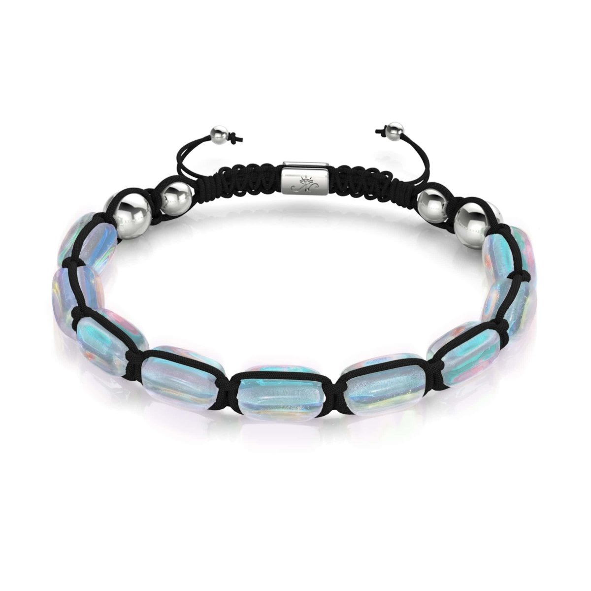 Regenbogen Supernova | Silber | Galaxie Glaskiesel Makramee Armband