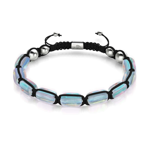 Regenbogen Supernova | Silber | Galaxie Glaskiesel Makramee Armband