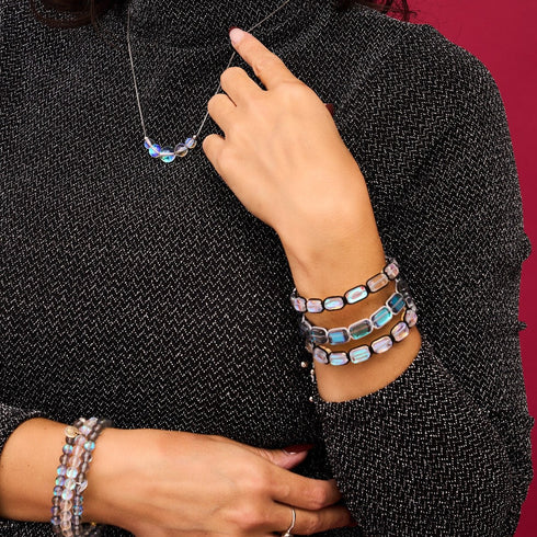 Regenbogen Supernova | Silber | Galaxie Glaskiesel Makramee Armband