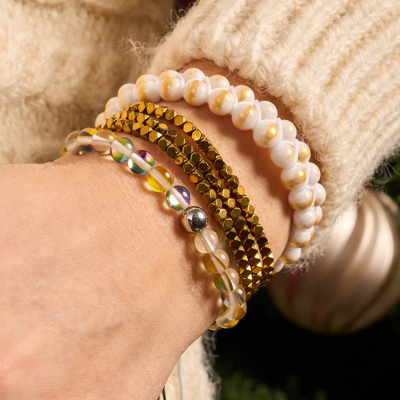 Sonneneruption | Silber | Galaxie Glasperlenarmband