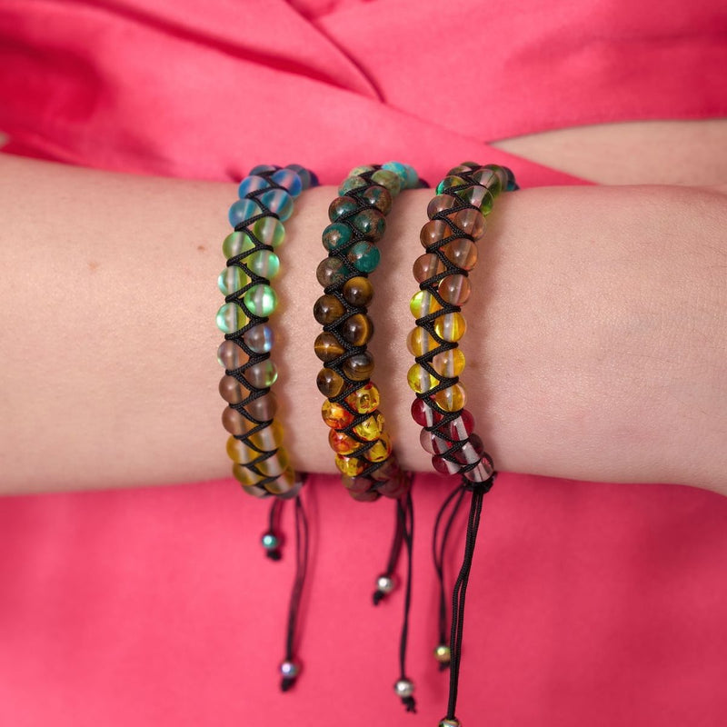 Spektralchakra | Einhorn Silber | Doppeltes Galaxie-Glasarmband