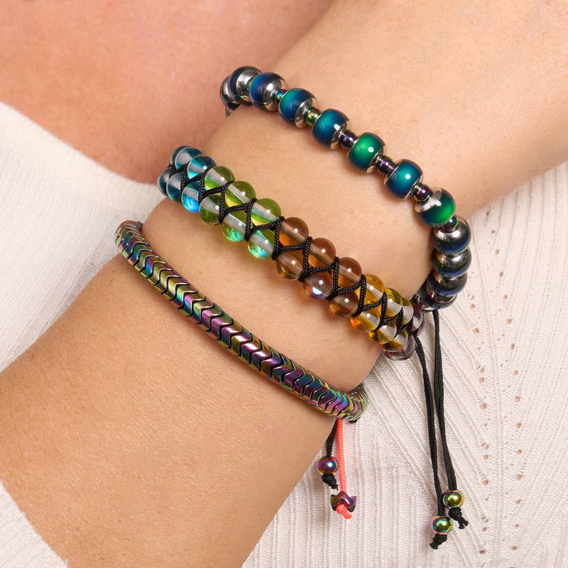 Spektralchakra | Einhorn Silber | Doppeltes Galaxie-Glasarmband