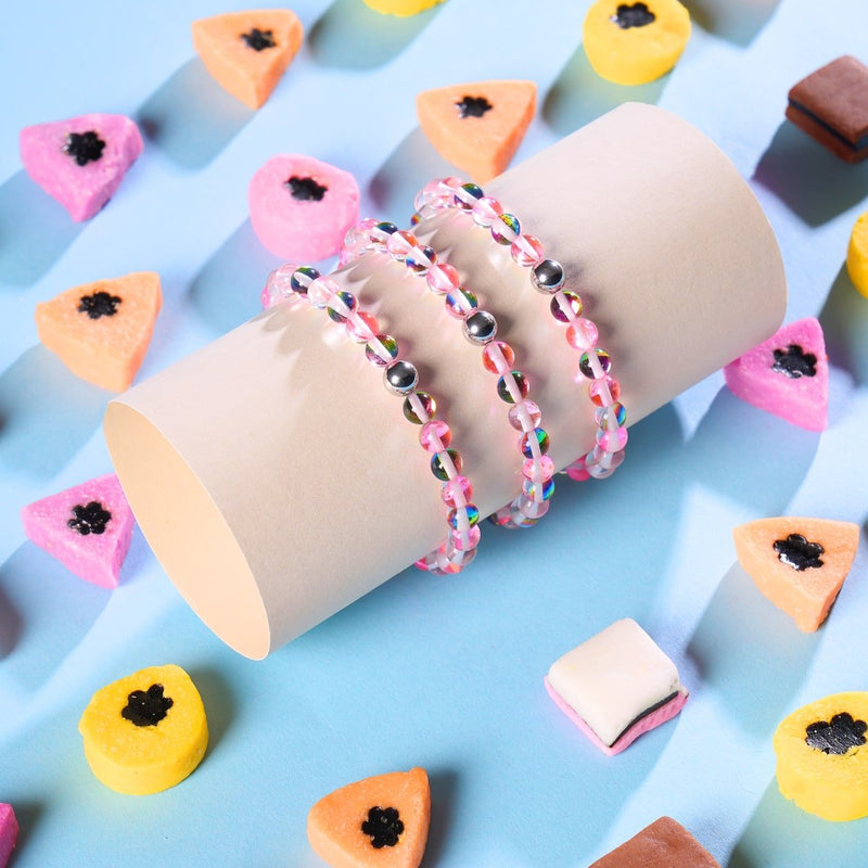 Erdbeere Borealis | Silber | Galaxie Glasperlenarmband