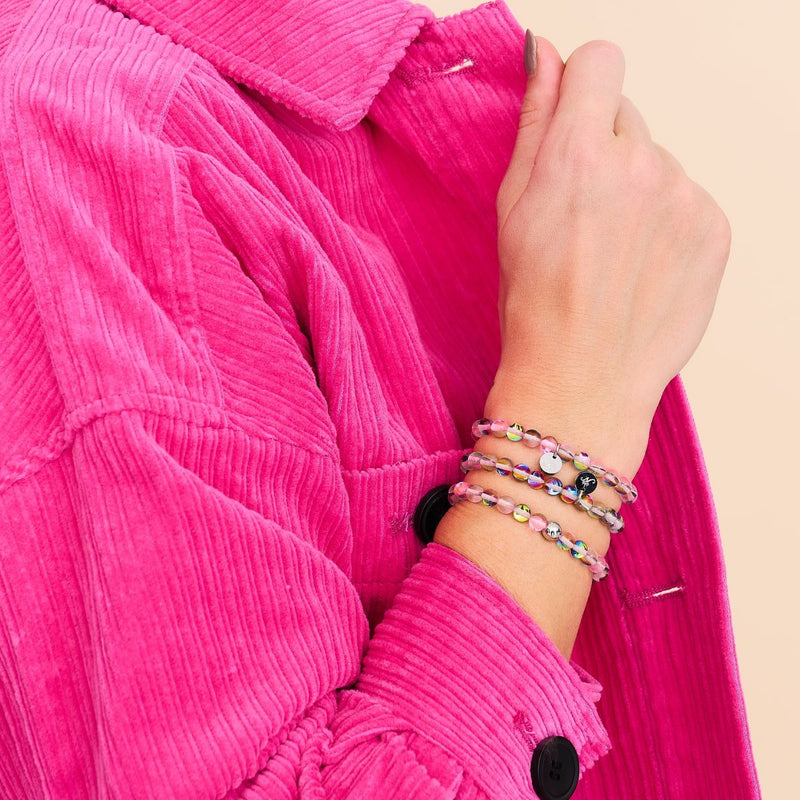 Erdbeere Borealis | Silber | Galaxie Glasperlenarmband