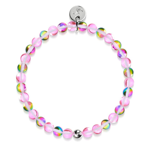 Erdbeere Borealis | Silber | Galaxie Glasperlenarmband