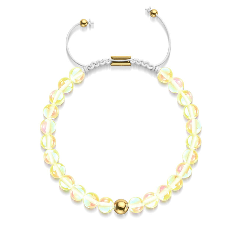Sonnenstrahl | Gold | Galaxie Glas Makramee Perlen Armband