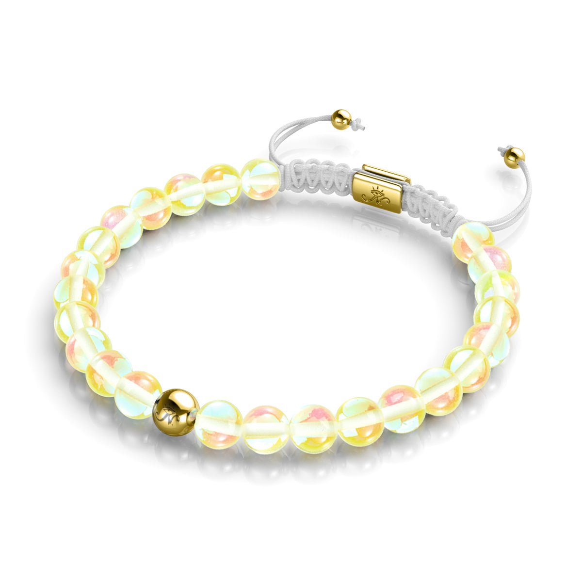 Sonnenstrahl | Gold | Galaxie Glas Makramee Perlen Armband