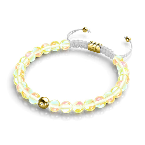 Sonnenstrahl | Gold | Galaxie Glas Makramee Perlen Armband