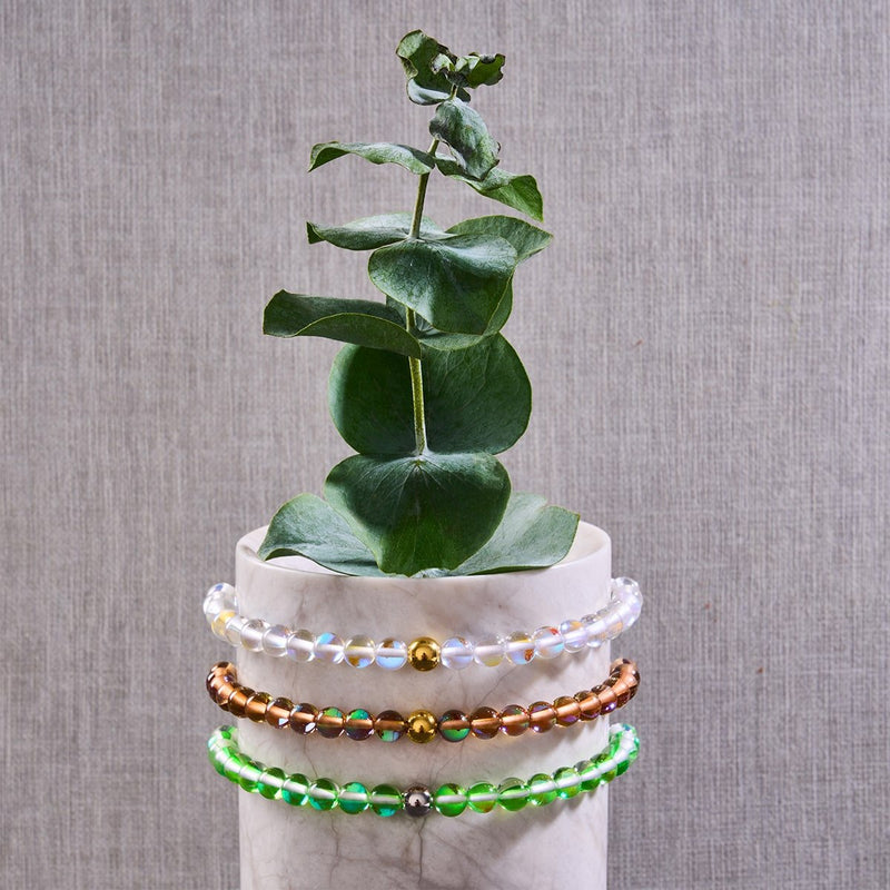 Terra | Gold | Galaxy Glas Makramee Perlen Armband