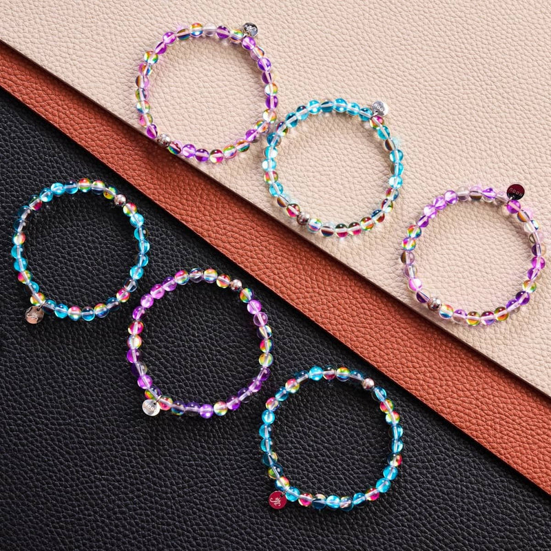 Türkisfarbener Sonnenstrahl | Silber | Galaxie Glasperlenarmband